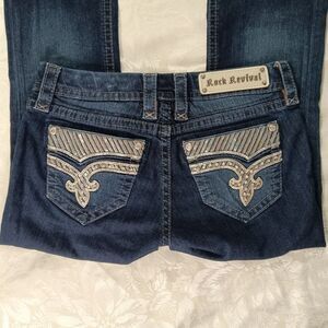 Y2K Rock Revival Jeans Womens 27 Klarry Embellished Bootcut Lowrise Stretchy